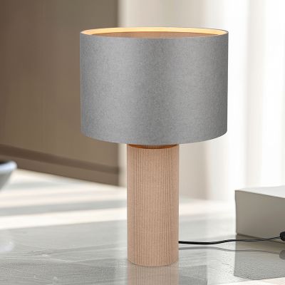 Bambusová stolová lampa sivá, Stach, s vypínačom
