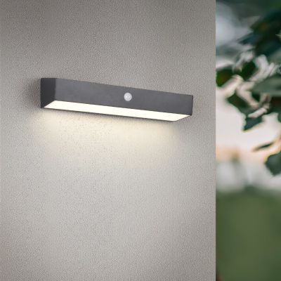 Čierne solárne vonkajšie nástenné svietidlo moderné, Ravindra, 6 W, LED 4000 K, IP44