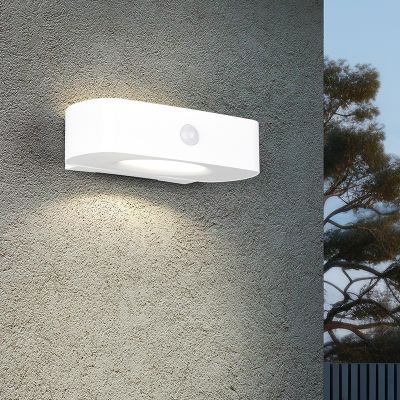 Biele solárne vonkajšie nástenné svietidlo moderné, Pytsje, 6 W, LED 4000 K, IP44, s vypínačom