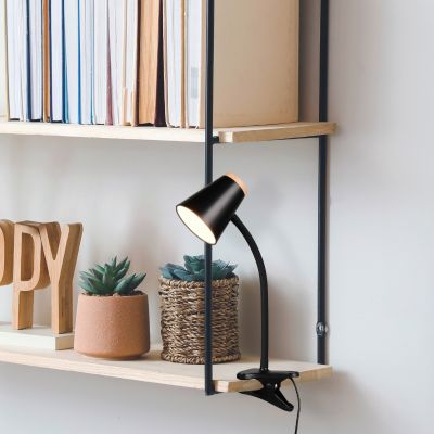Čierna lampa na klip moderná, Rahul, 4,5 W, LED 3000 K, s vypínačom