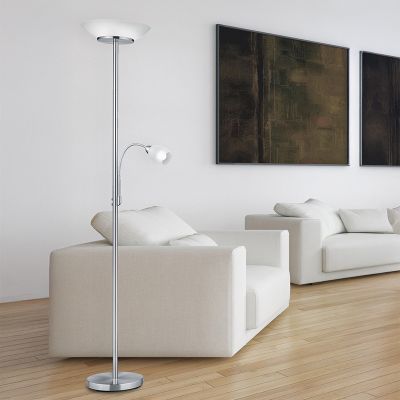Niklová stojaca lampa na čítanie moderná, Larry