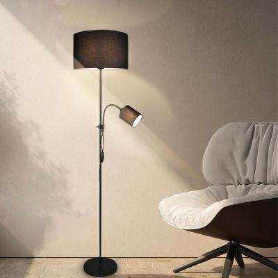 Čierna stojaca lampa na čítanie moderná, Edina, s vypínačom