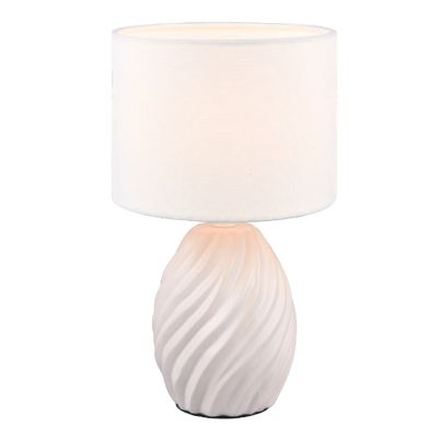 Biela stolová lampa retro, Roeland, s vypínačom