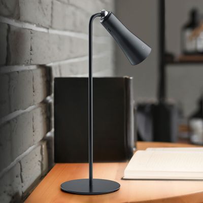 Čierna stolová lampa kovová, Remko, 2 W, LED 3000 K, s dotykovým stmievačom
