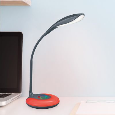 Antracitá lampa na písací stôl moderná, Zetan, 3 W, LED RGBW, s dotykovým stmievačom