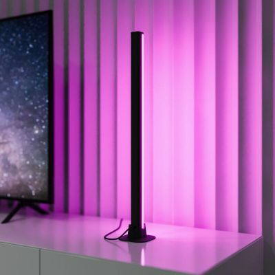 Čierna stolová lampa moderná, Wissal, 5 W, LED RGB, s diaľkovým ovládačom