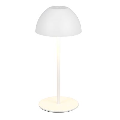 Biela nabíjateľná stolová lampa plastová, Mikhail, 2 W, LED 3000 K, IP44, s dotykovým stmievačom