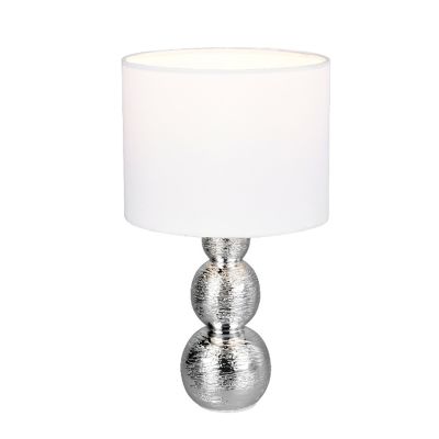 Keramická stolová lampa strieborná, Leonhard, s vypínačom