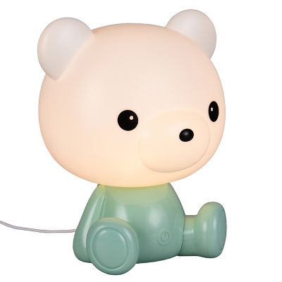 Zelená stolná lampa do detskej izby plastová, Lumibear, 0,3 W, LED RGB, s vypínačom