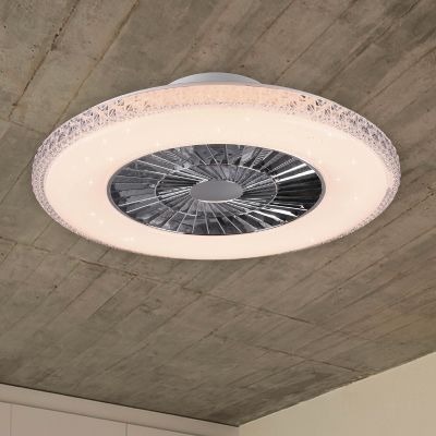 Stropný ventilátor s chrómovým dizajnom, Damon, 40W, nastaviteľný teplý až studený biely výkon LED, s diaľkovým ovládaním