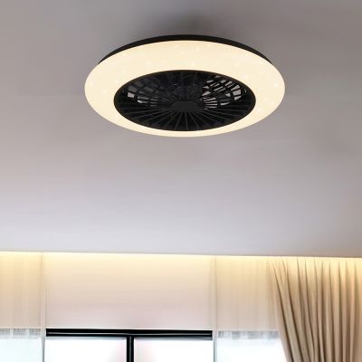 Moderný stropný ventilátor Damyan, čierny, 30W, nastaviteľný teplý až studený biely LED, s diaľkovým ovládaním