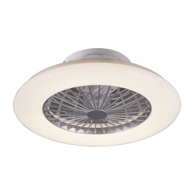 Moderný stropný ventilátor Damyan, sivý, 30W, nastaviteľný teplý až studený biely LED, s diaľkovým ovládaním
