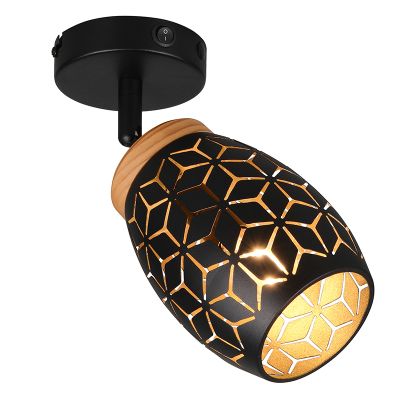 Čierne nástenné bodové svietidlo moderné, Delana, s vypínačom