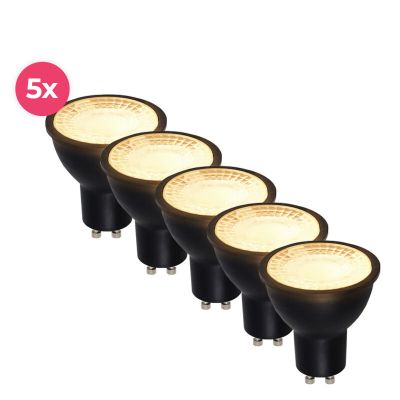 Balenie 5 ks čiernych GU10 LED bodových žiaroviek Antonie, 3 Watt, 2700K (teplá biela)