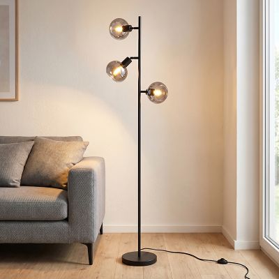 Moderná stojaca lampa sivá, Avery, s vypínačom