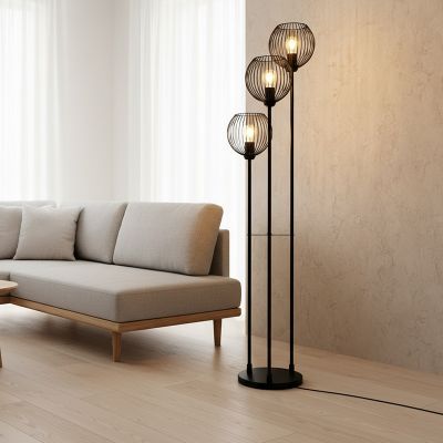 Industriálna stojaca lampa čierna, Wiro, s vypínačom
