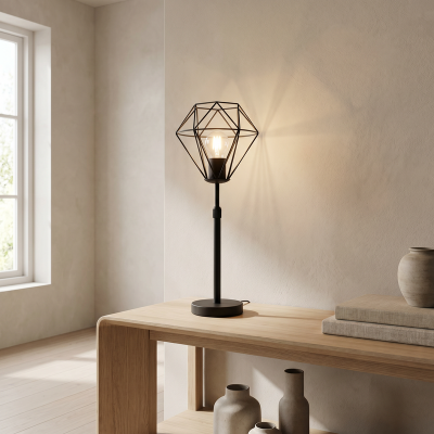 Industriálna stolová lampa čierna, Jochem, s vypínačom