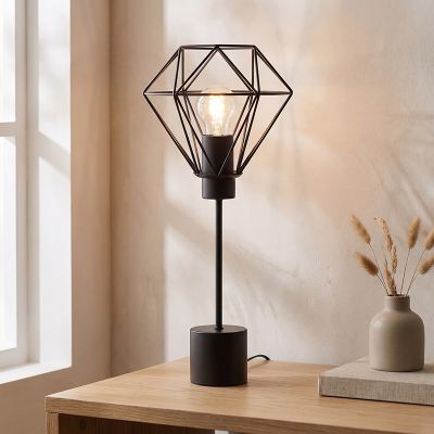 Industriálna stolová lampa čierna, Jochem, s vypínačom