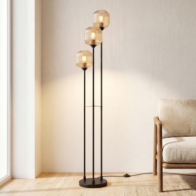 Dizajnová stojaca lampa jantárová, Charlois, s vypínačom